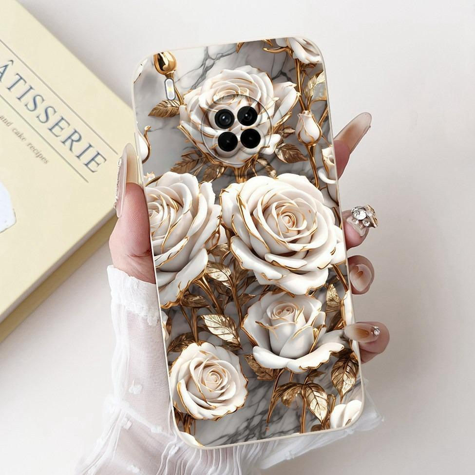 For Huawei Y9A Case Cover Luxury Fashion Flowers Kawaii Cute Cat Shockproof Phone Case For Huawei FRL-22 FRL-23 FRL-L22 FRL-L23