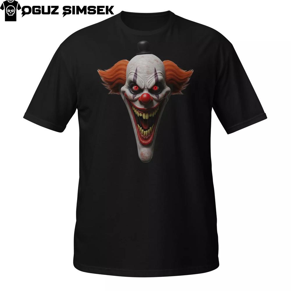 

Унисекс футболка софтстайл с графикой зловещего злого клоуна | S-3XL | Дизайн ужасов 3XL