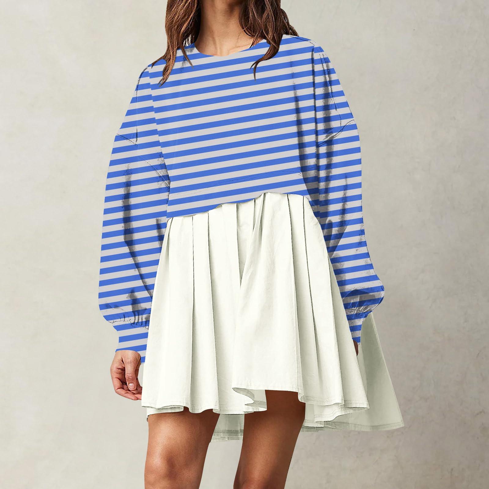 Женская мода повседневная круглая горловина длинный рукав пэчворк пуловер свитшот — фото 7