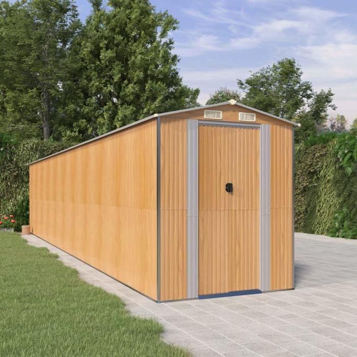 3147480 vidaXL Garden Shed Light Brown 192x938x223 Cm Galvanized Steel