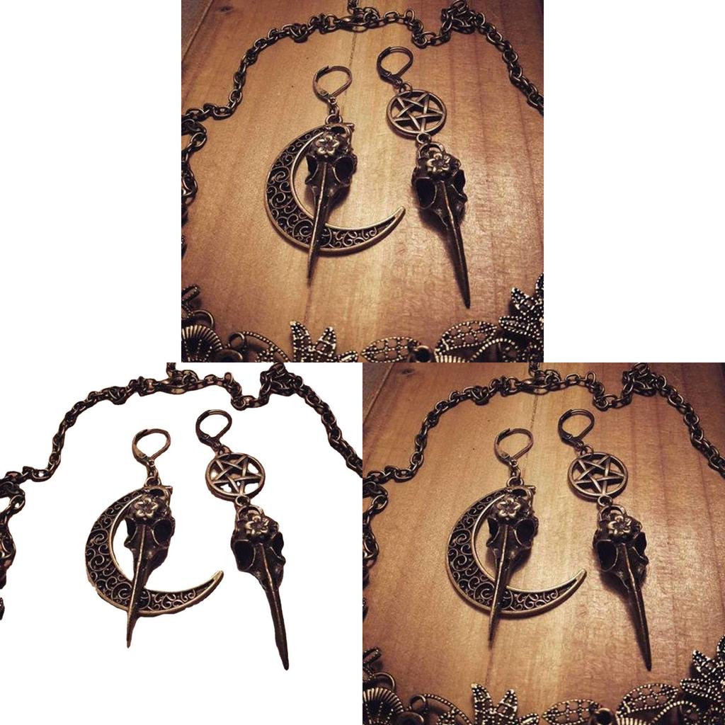 Steampunk Crow Skull Star Earring With Electroplated Alloy For Women Fashion Accessory