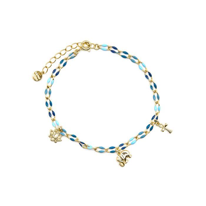 Bracelet - LUXENTER - Shione - Argent 925 - Laque bleue - Or 18k