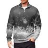 Men's Loose Casual 1/4 Zip Sweatshirt Fashion Printed Long Sleeve Top With Pockets