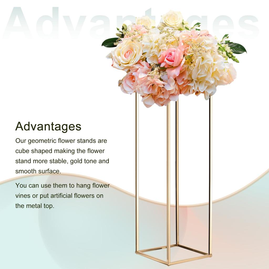 Uxcell Wedding Flower Vase Metal Flower Stand for Wedding Party Dinner Centerpiece Height 40cm 60cm 80cm Flower Gold 1 Set Stand, Pillar, Decoration,