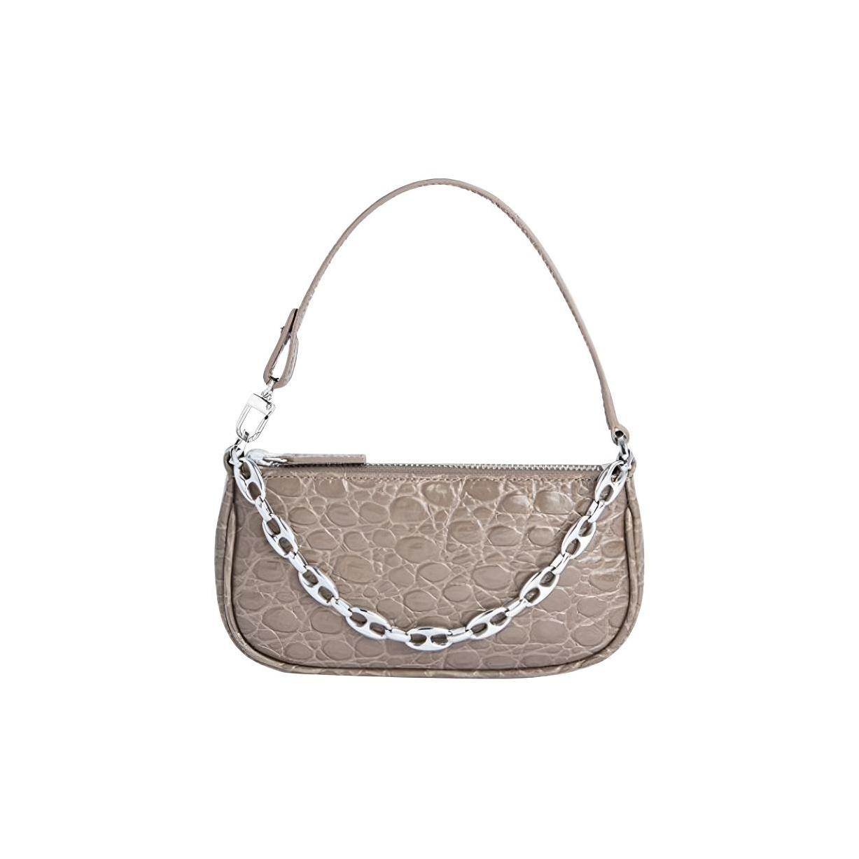 

By Far Mini Rachel Solid Design Leather Handbag Mini Women Handbags Gray Brown 21PFMIRAFLXCCESMA Basic Set (Bag+Dust Bag)