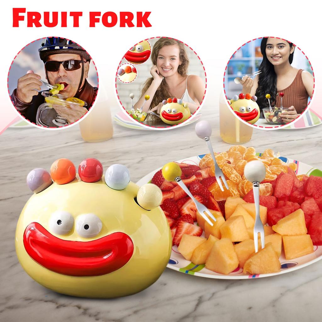 Sausage Mouth Fruit Fork For Home, Dessert Cake Small Fork Creative Fruit Stick Storage Jar