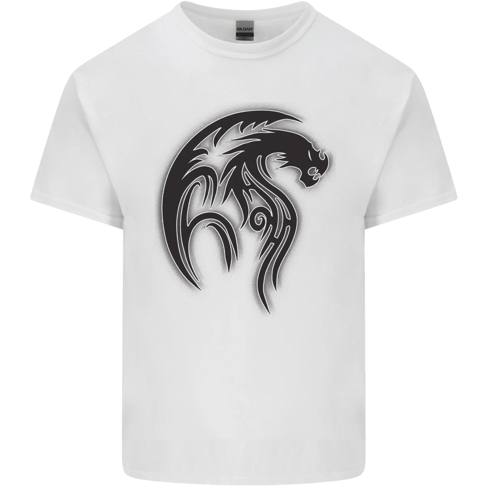 Black Tribal Tattoo Style Dragon Kids T-Shirt Childrens 2XL