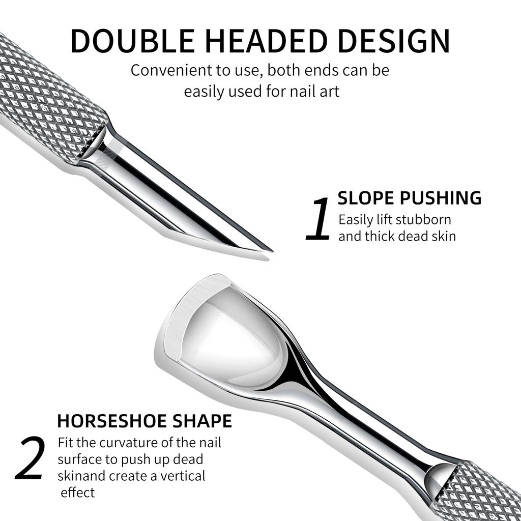 Double-ended Circle Beveled Head Cuticle Pusher Remover Stainless Steel Nails Files Manicure Sticks Tool Nail Art Tool High-End