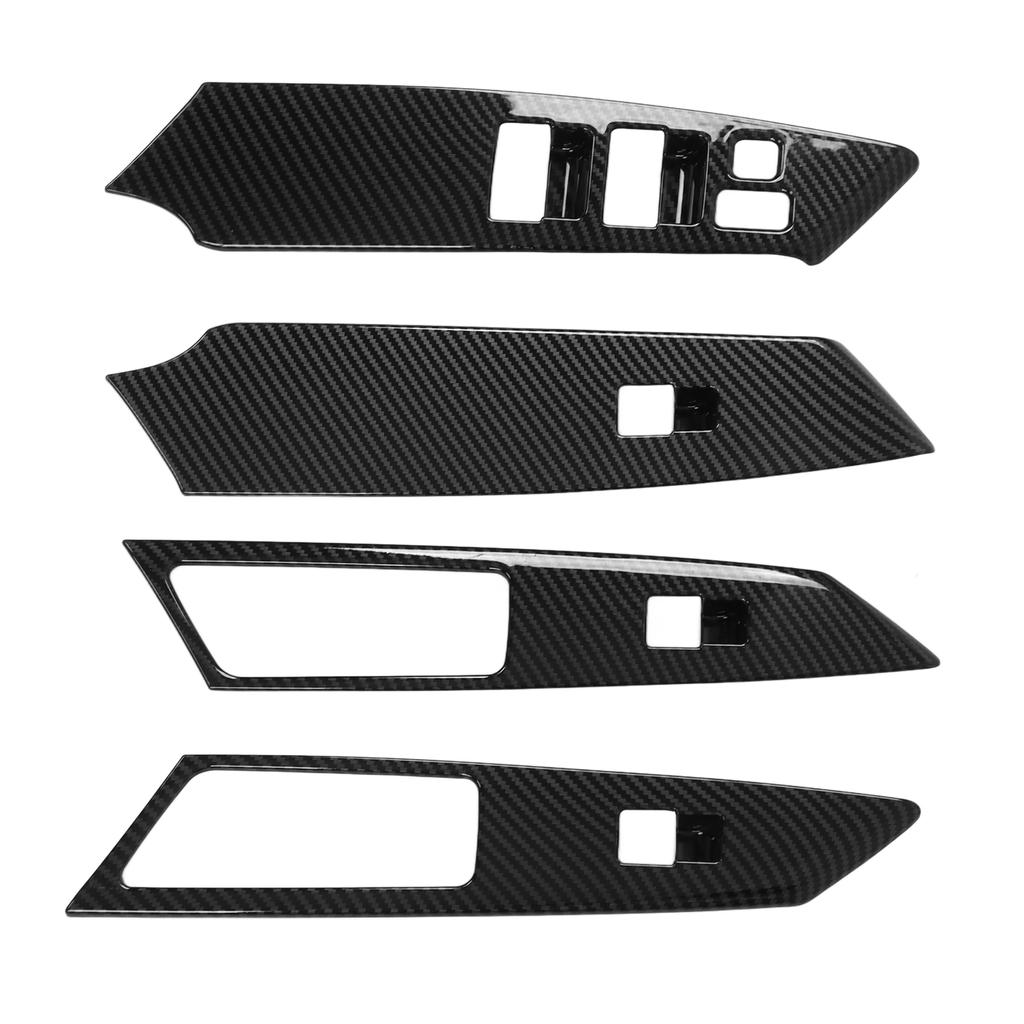 4pcs Door Armrest Window Switch Trim Carbon Fiber Style Replacement for Mitsubishi Pajero Montero Shogun Sport 19‑21