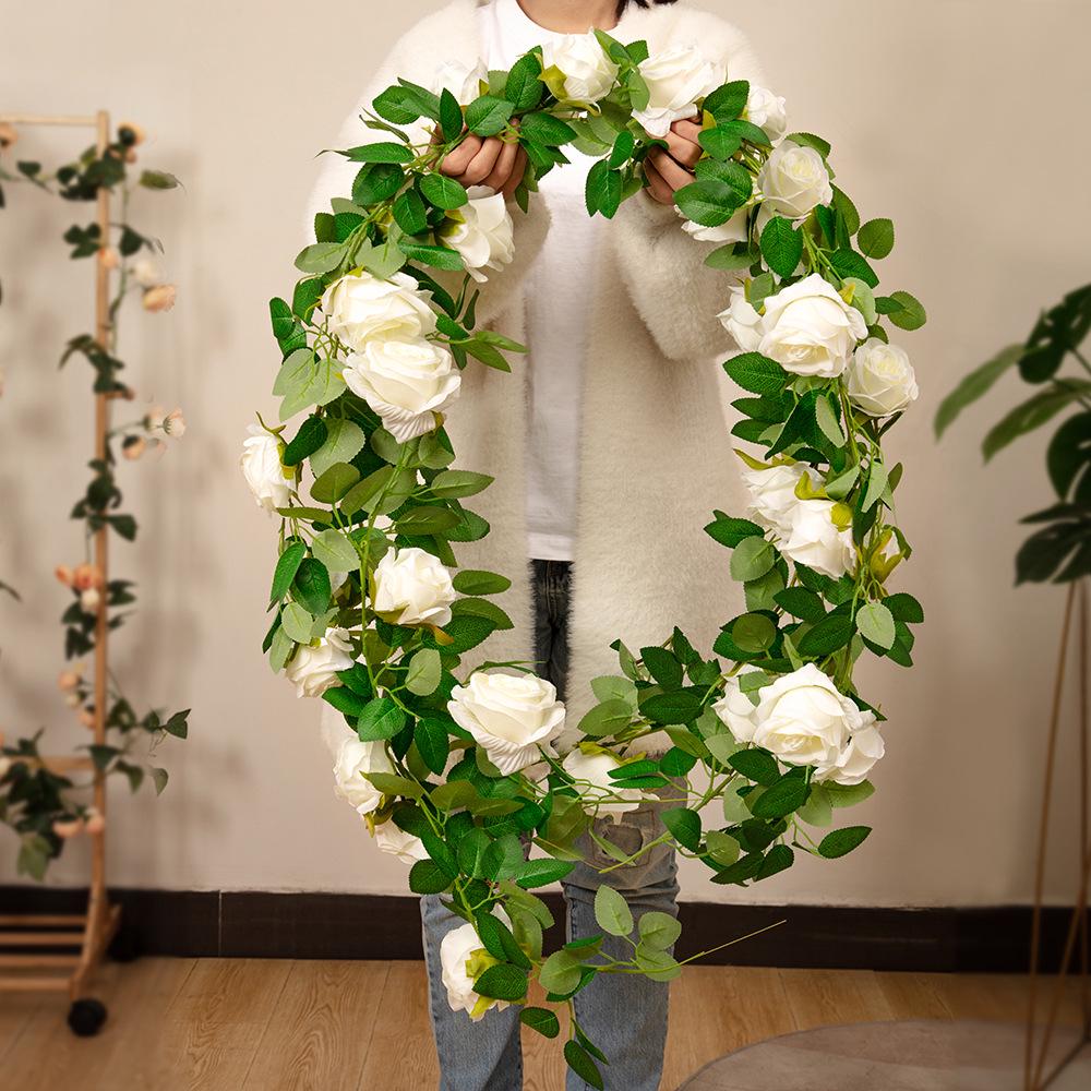 Artificial Rose Vine Wall Decor for Air Conditioner Pipes