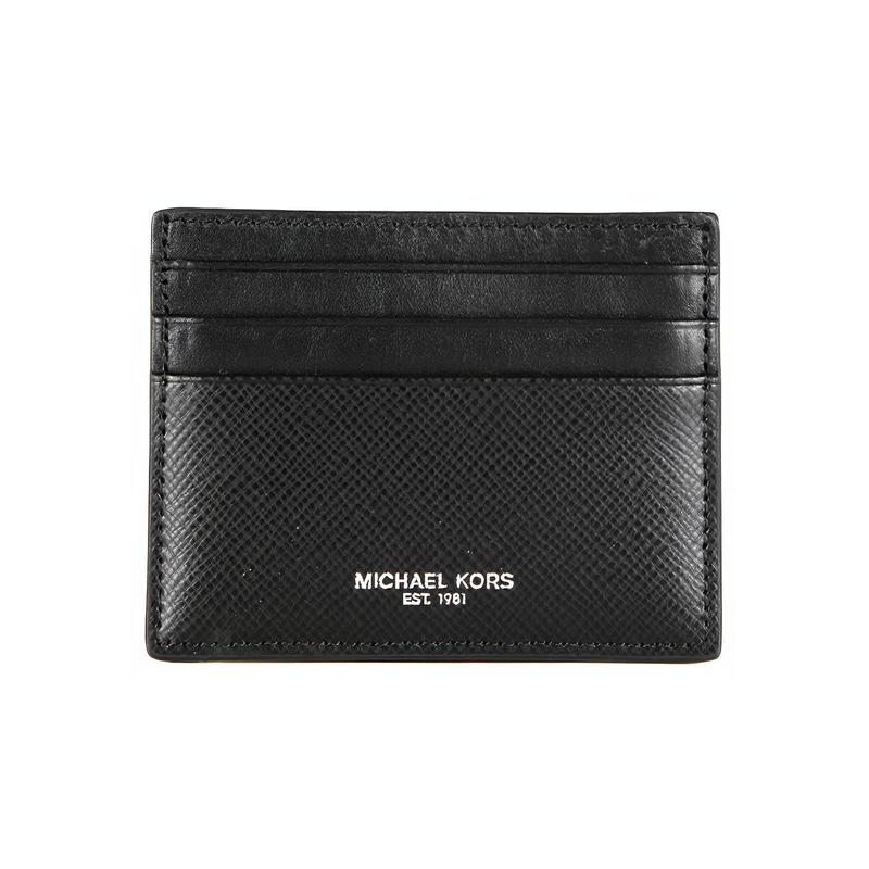 MICHAEL KORS Harrison Short Letter Logo Leather Card Holder Wallet Men s Black чёрный