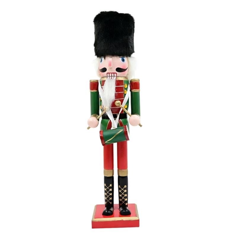 Christmas Nutcrackers Ornament Small Wooden Soldier Christmas Decorations Nutcrackers Figure Ornament for Table Shelf
