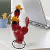 Rustic Metal Art Sculpture Cactus Metal Statue with Flowers  Handmade