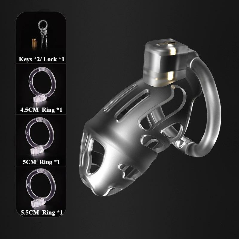 Male Chastity Lock Set Breathable Cock Cage Hidden Lock with 3 Penis Rings Bondage Fetish Adult Sex Toys Couples Sexual Toy 18+