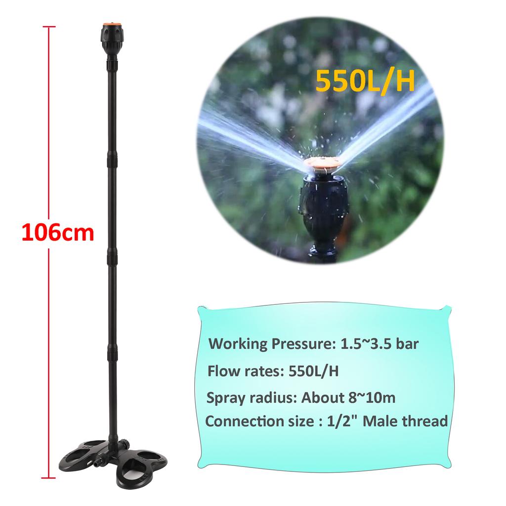 Rotierende Sprinklerdüse mit Basis Erweiterte Unterstützung Rotierende Düse Pflanzen Blumen Bewässerung Haus Gartengerät Bewässerungsset Werkzeug