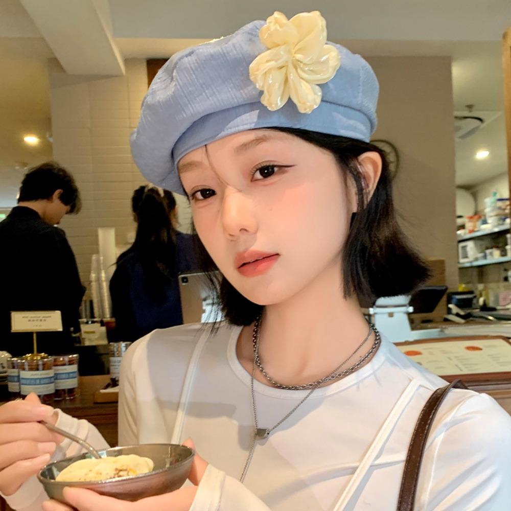 French Style Painter Hat Versatile Artist Cap Breathable Flower Beret  Holiday