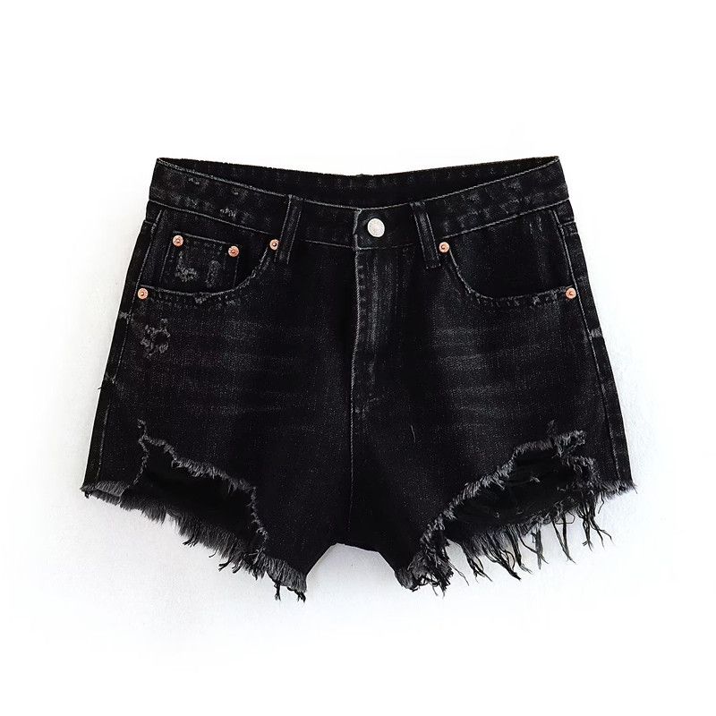 

Fashion Style 2023 Summer New Arrival Fashion Trendy Women s Clothing Slim Looking Easiest for Match Curved Edge High Waist Shorts Denim Black L