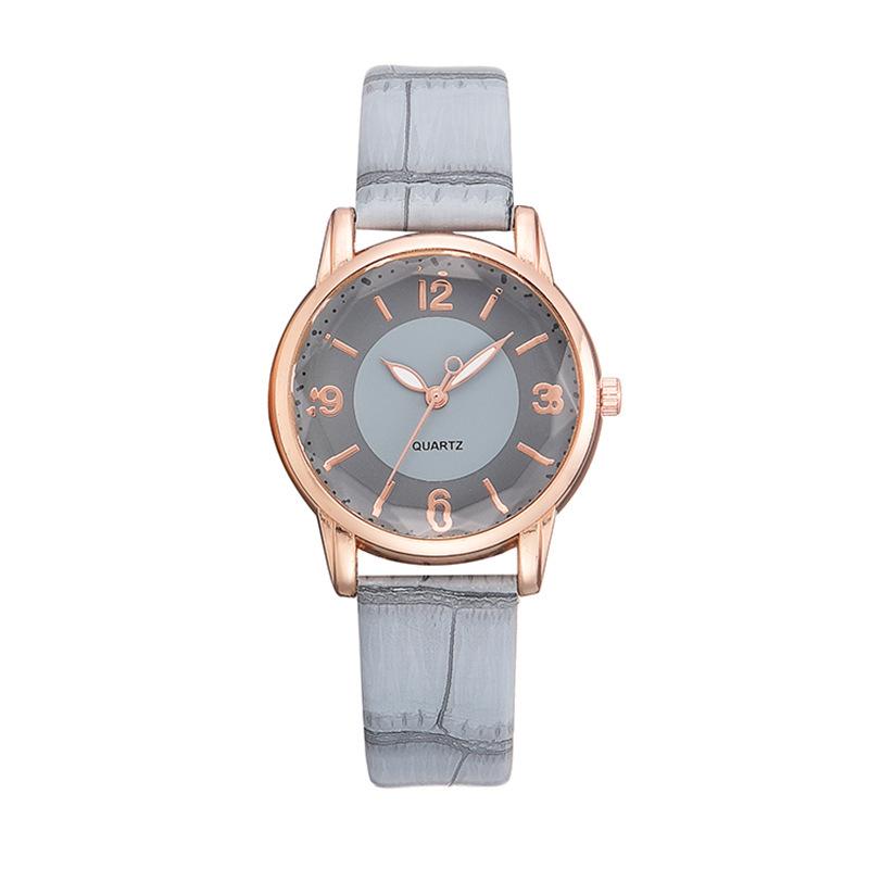 Two-Tone Quartz Women's Watch with Leather Strap - Creative Style