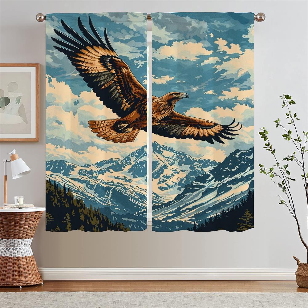 The Eagle Soars Bathroom Curtain Living Room Kitchen Curtains 2 Pieces Window Curtains Home Tulle In Kitchen Blinds Tentacles