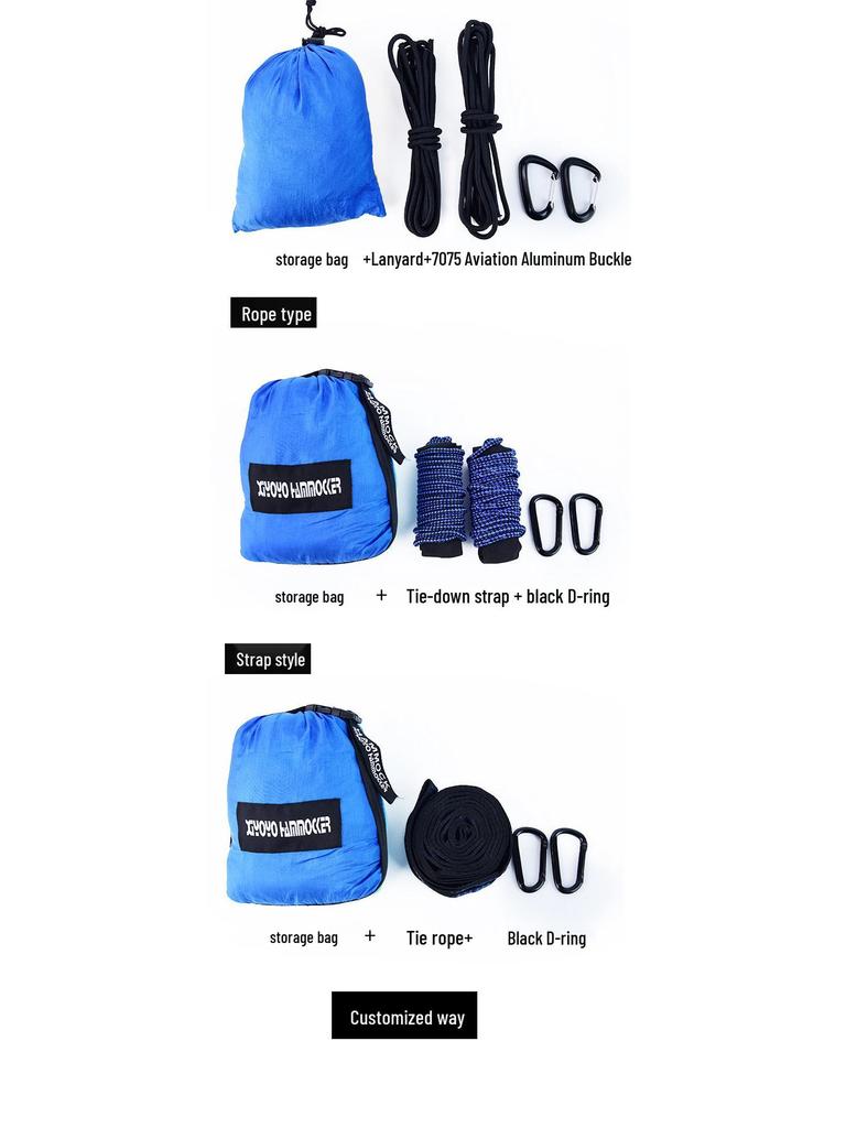 Popular Outdoor Nylon Hammock with Binding Ropes for Camping