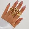 6Pcs/Set Vintage Liquid Wrinkled Irregular Rings for Women Punk Geometric Metal Multi-Layer Chain Open Rings Set Jewelry Gifts
