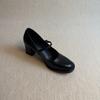 Cowhide French retro round head with thick heel Mary Jane shoes femininity elegant commuting small leather shoes