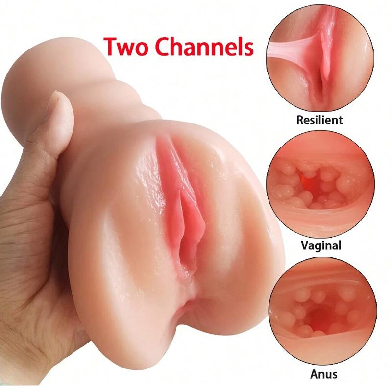 2-in-1 Male Masturbator with Realistic 3D Vagina & Tight Anal Sleeve Portable Penis Stimulator Adult Sex Toys for Men Enhanced Texture,Discreet Design