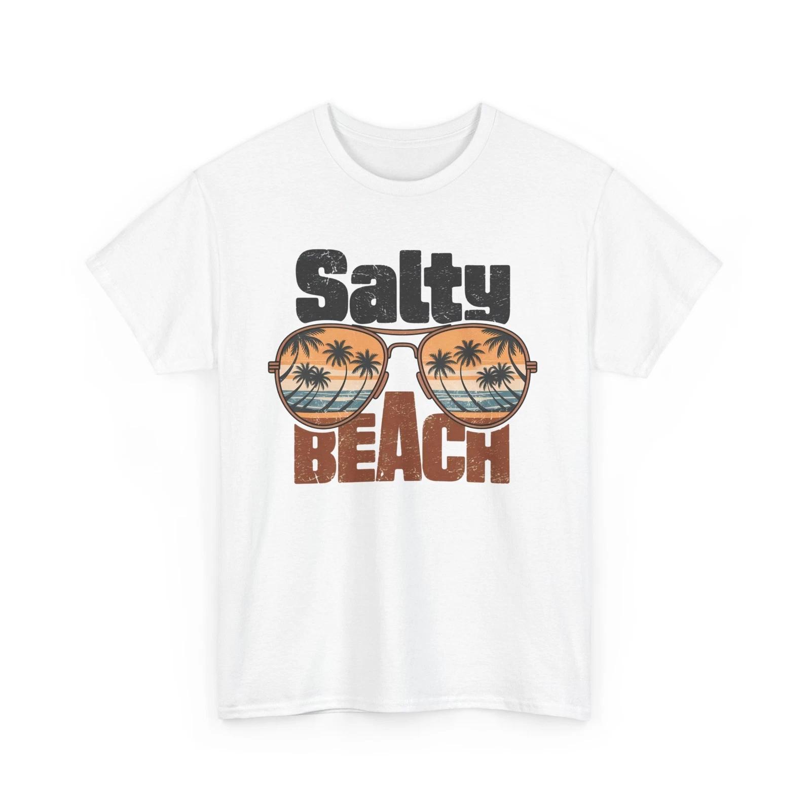 Beach Vibes T-Shirt | Summer Ocean Waves Tee | Salty-Beach-Retro-Tropical Shirt L