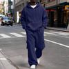 Set de trening pentru bărbați, cu hanorac casual cu fermoar și pantaloni cargo cu talie elastică, set din două piese