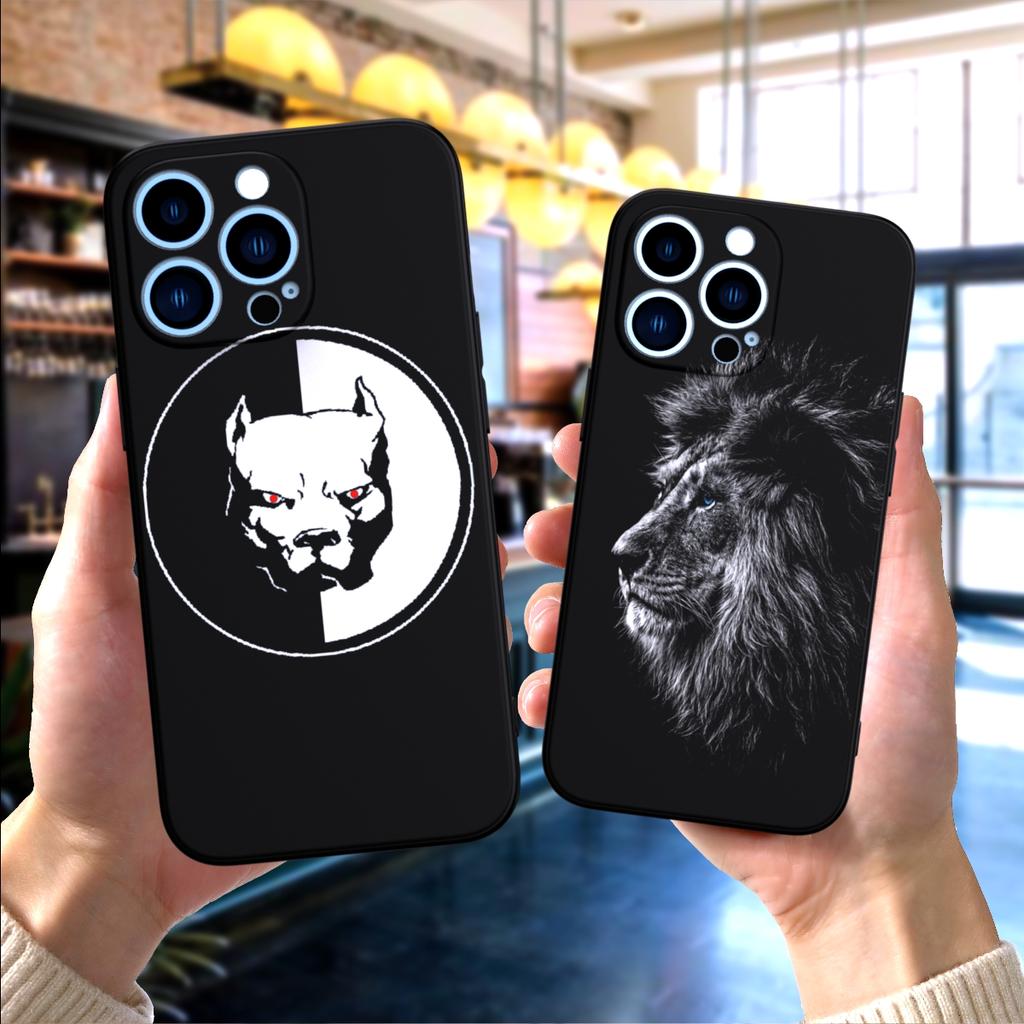 Black Tpu Case for Iphone 5 5s Se 2020 6 6s 7 8 Plus X 10 XR XS 11 12 13 Mini Pro MAX Back Cover Wolf Dog Cat Lion Tiger Animal
