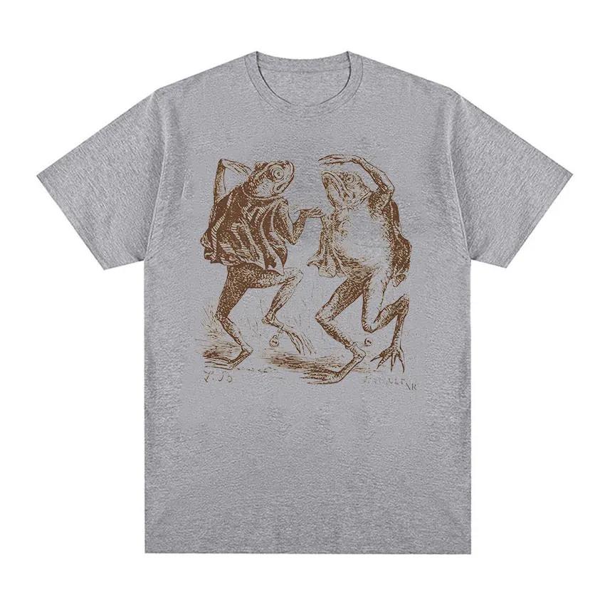 Men's fun dancing toad pattern printed 00% pure cotton short-sleeved T-shirt retro street clothing