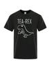 Unisex Wounisex Tee Rex Lustiger Dinosaurier Trinken Kaffee Mode Lässig Hohe Qualität Streetwear Oberteil Sommer Rundhals Kinder T-Shirt