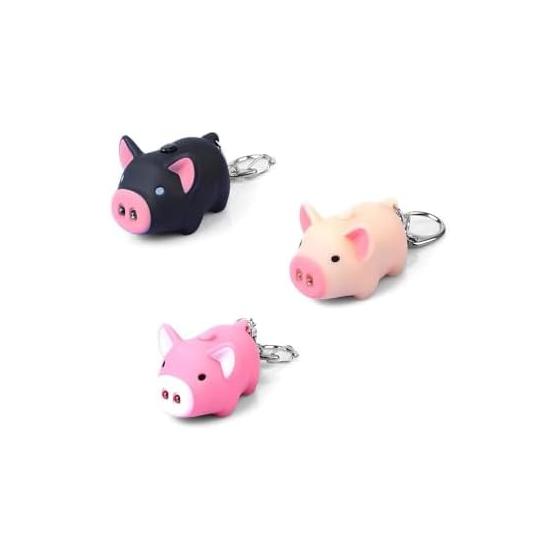 [TTETNLY] 3 Pig Design Key Chain LED Keychain Flash Light Sound Ring Creative Kids Toy Pig Cartoon Sound Light Key Chain with Key Ring