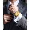 PINDOWS Luxury Business Dress Analog Quartz Water Luminous Date Stainless Steel Classic Business Casual Style Men's Watch, Diamond-Decorated, Style,