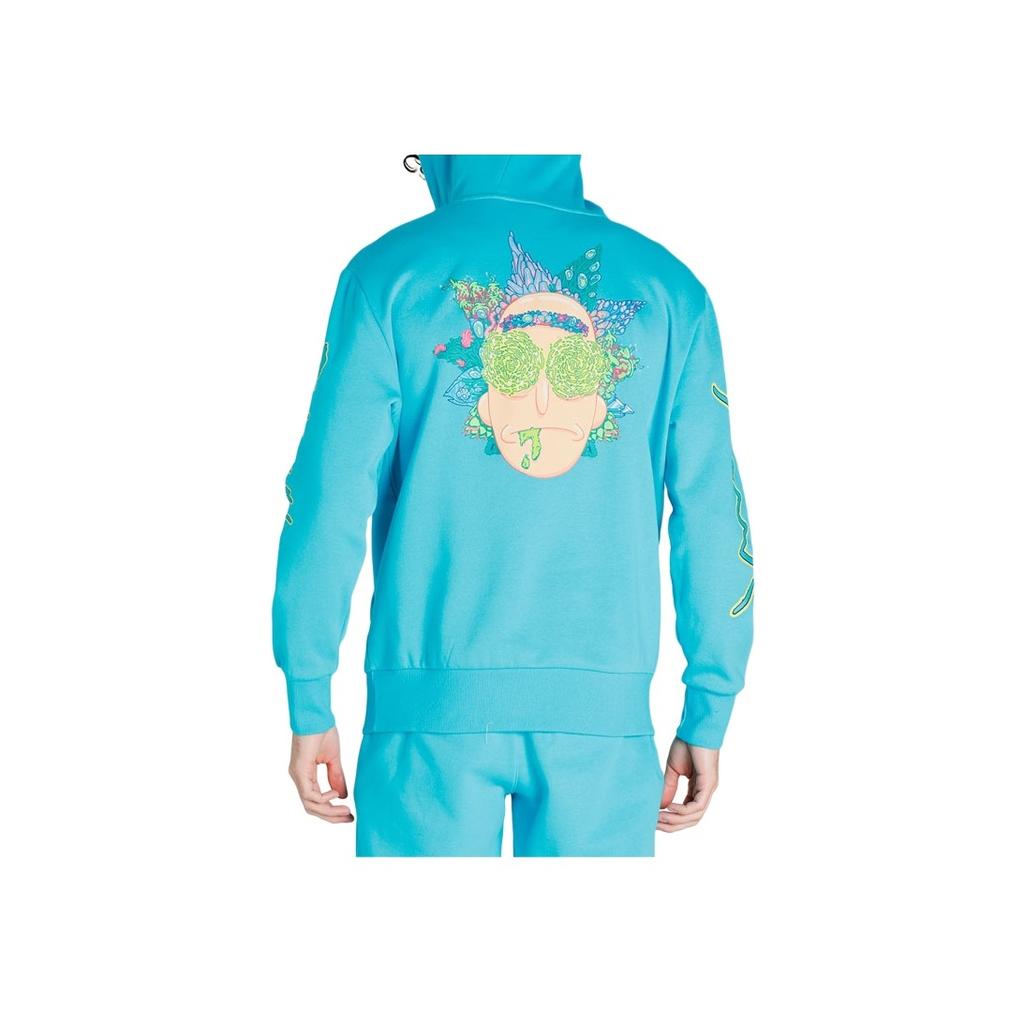 Puma x Rick And Morty Collaboration Hoodie With Fun Pattern Men Hoodie Blue 535438-01