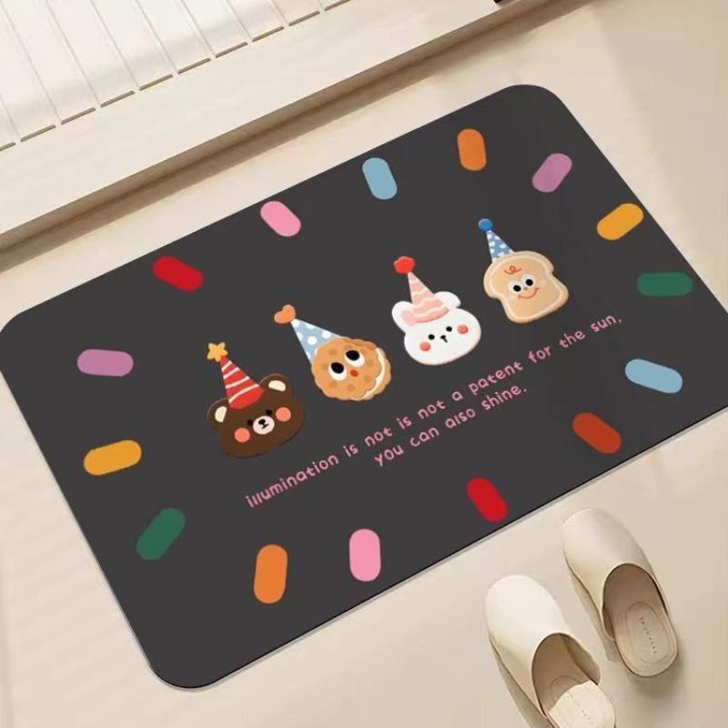 Cartoon Bear Rabbit Bathroom Non Slip Mat Cute and Simple Bathroom Entrance Hand Pool Non Slip Mat Home Decoration