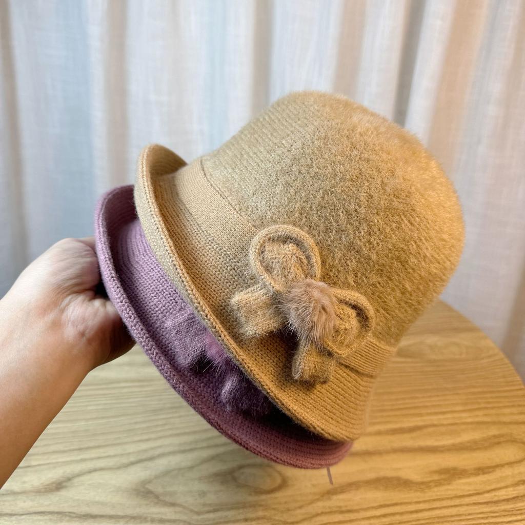 Hat Women's Autumn and Winter New Models In The Elderly Imitation Mink Bucket Hat Warm Hat