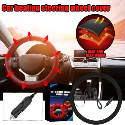 Car Heated Steering Wheel Cover Winter Hand Warmer Auto Heated Steering Wheel Protector Cover Automobile