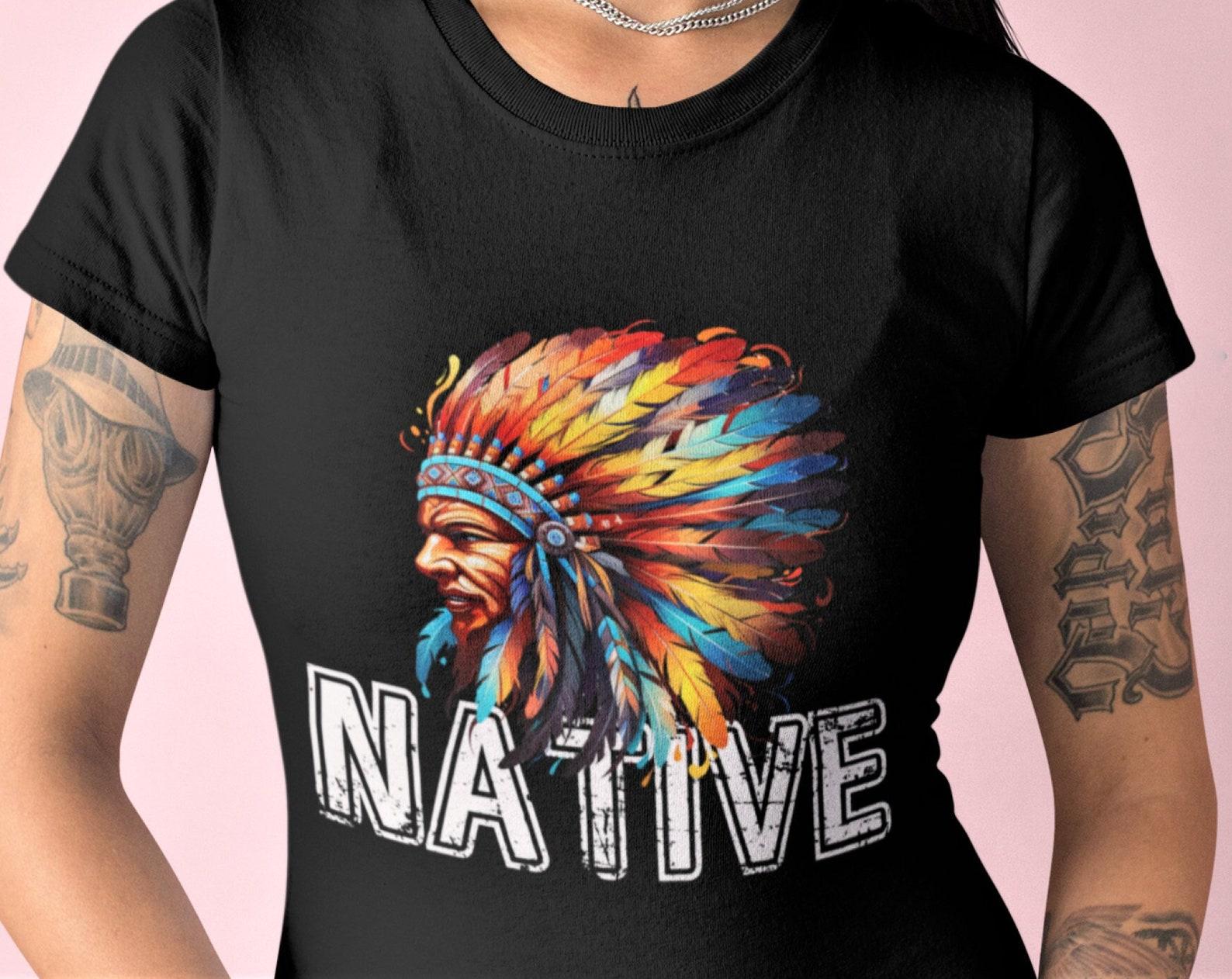 Feathered Spirit T-Shirt: Native American Chief Art 2XL