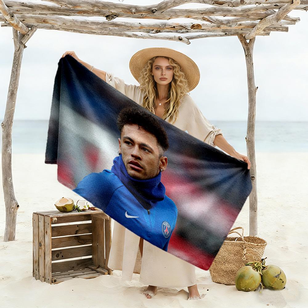Neymar's Iconic Haircut Beach Towel Quick-Dry Soft Microfiber Comfortable Lightweight Perfect for Traveling Yoga Camping and Swimming