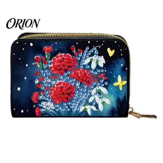 Personalized Card Case DIY Rhinestone Painting Holder, Faux Leather Coin Purse, Shining Holder Portable Mini Storage Pouch for Cards And Keys Handmade