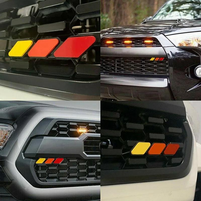 3 Colors Grille Badge Emblem Decals For Toyota Tacoma Tundra 4Runner TRD Rav4 CHR Highlande Strip Air Inlet Auto Car Accessories