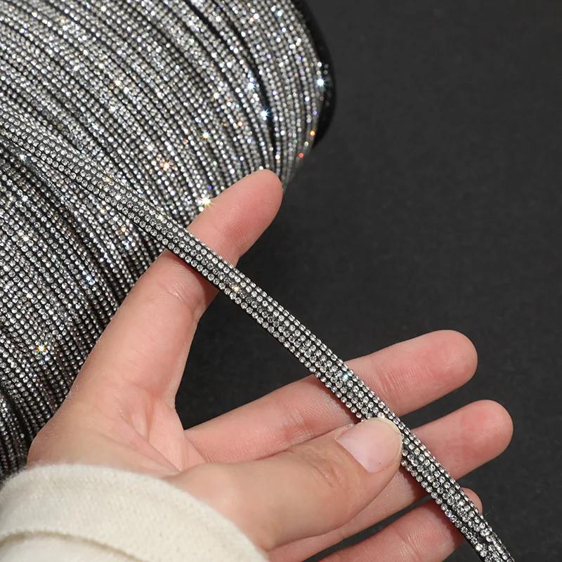 

10/20/30/50 ярдов Полукруглая веревка с водными стразами Блестящая хрустальная веревка DIY Шнурок для одежды Сумки Обуви Запасная веревка 10yards серебряный