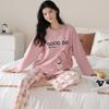 Women's Pure Cotton Long Sleeve Pajamas with Built-in Bra Pads - Cozy for Autumn/Winter, Casual Home Wear, and Suitable for Outdoors.