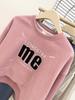 Large American Print Round Neck Pullover: Belly-Covering, Casual, Versatile Long Sleeve Cropped Sweater