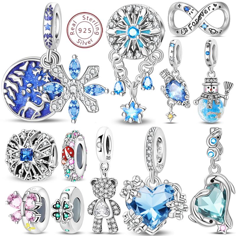 Original Copper Charms Beads Cute Mushroom Unicorn Love Wings Pearl Charm For Bracelet Pendant Woman Girl Jewelry