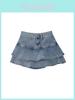 Denim Mini Skirt For Women High Waist Splicing Summer Ruffled Fashionable Casual For Teens