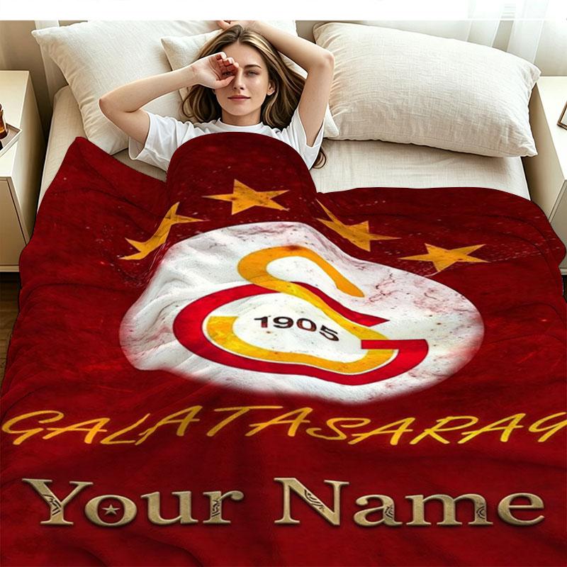 1PC Galatasaray S Custom Name Patterned Flannel Blanket Suitable For All Seasons for Home Decor Warmth and Comfort Gifts Holiday Present