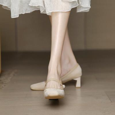 Spring and Summer Footwear Plus-size High-heeled Shoes with Thick Heels and Square Heels and Single Shoes.