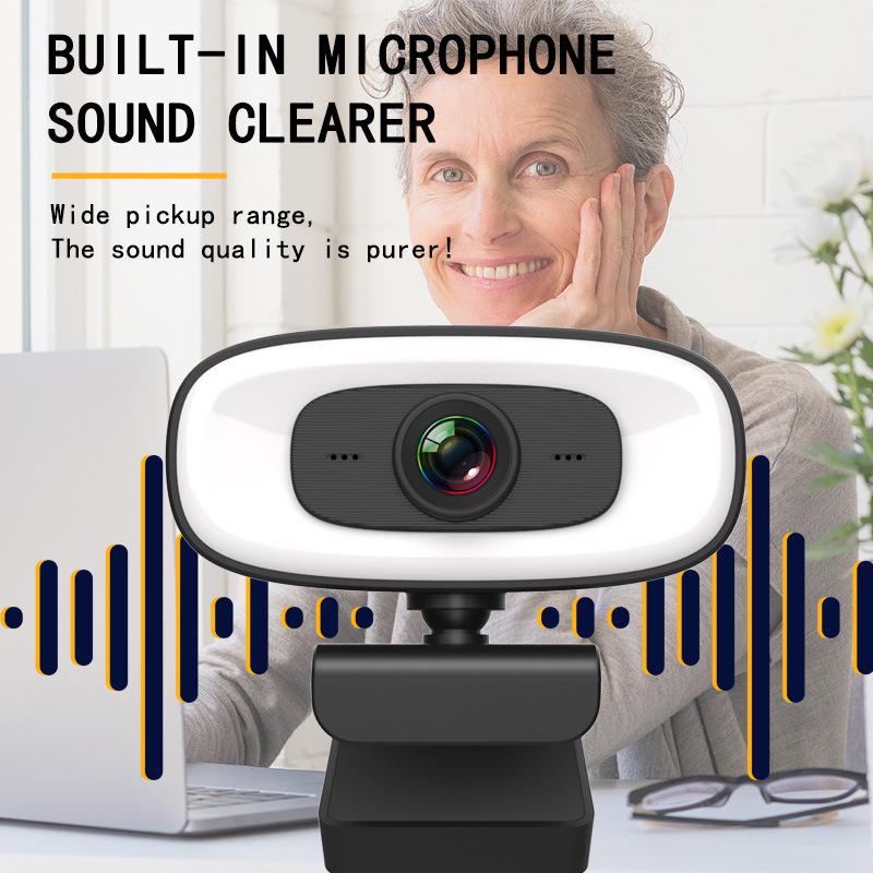 PC Webcam with Microphone, 2K/4K Streaming, USB, Full HD Autofocus, Driver-Free, Ideal for Online Classes